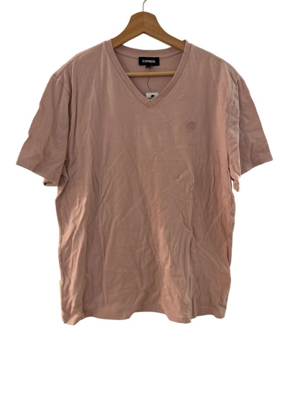 Express Mens Pink V-Neck T-Shirt Size L 100% Cotton